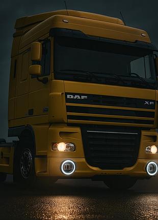 Противотуманные led фары daf 90мм (3.5") 40w — белый , 3 линзы, пара