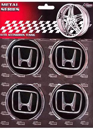 Наклейка емблема на колесный колпак или диск d 60 мм honda черная (4шт)