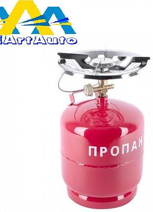 Комплект газовий кемпінговий intertool 8 л з газовим пальником, туристична газова плита на балоні 8 літрів