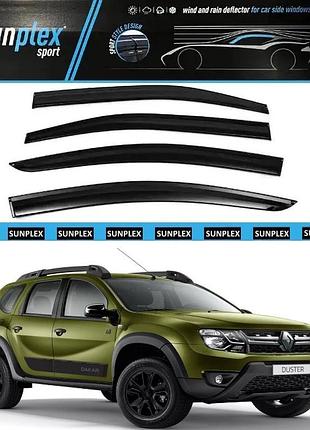 Ветровики / дефлекторы окон renault duster 2018 - 2023 (скотч) sunplex