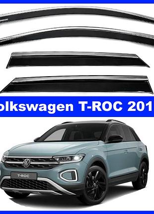 Дефлекторы окон volkswagen t-roc 2017- з хромом