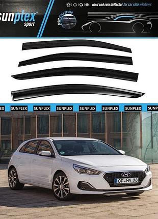 Ветровики / дефлекторы окон hyundai i30 хетчбек 2012-2018 (скотч) sunplex