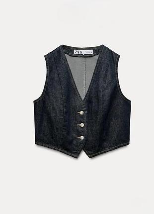 Джинсовый индиго жилет zara, свежие коллекции