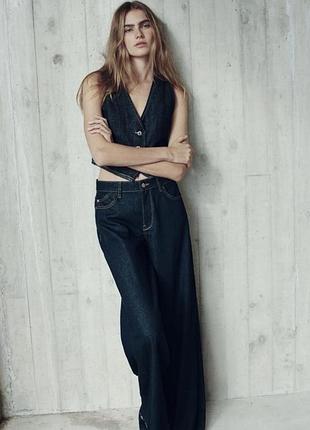 Джинсовый индиго жилет zara, свежие коллекции