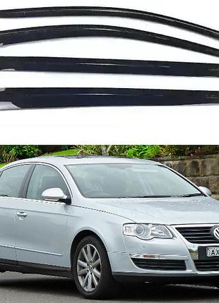 Дефлекторы окон, ветровики на volkswagen passat b6/b7 седан 2005-2014 (скотч) av-tuning