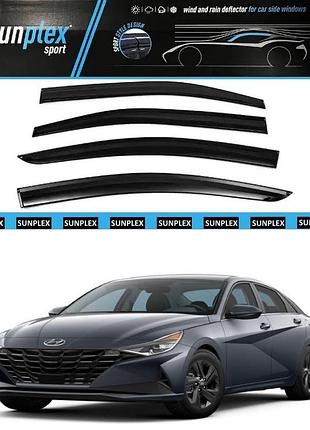 Ветровики / дефлекторы окон hyundai elantra (cn7) 2020-> (скотч) sunplex