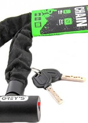 Замок вело "grey's" ключ (трос 100см, диаметр 6мм). велозамок спиральный с креплением