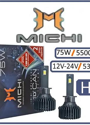 Led-лампи michi h1 75w 12 v can 5500k 12000l з обманкою радіатор з вентилятором