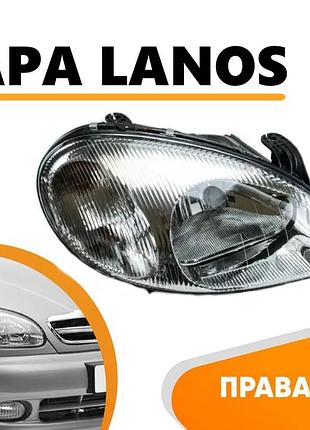 Фара lanos черный корпус правая с электрокорректором
