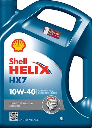 Полусинтетическое моторное масло shell 10w40 helix hx7 (5л) син.