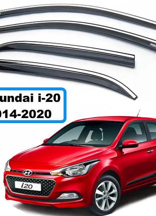 Дефлекторы окон hyundai i-20 2014-2020 з хромом