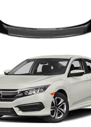 Дефлектор капота мухобойка на honda civic седан x 2016-2021 (хонда цивік) eurocap