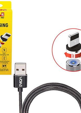 Кабель магнитный voin mc-2301l bk, usb - lightning 2,4а, 1m, black (только зарядка) (mc-2301l bk)
