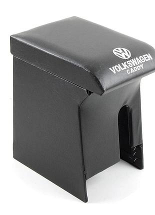 Подлокотник автомобильный модельный vw caddy 2004-2010 черный с вышивкой (кожзам)
