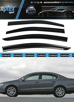 Ветровики / дефлекторы окон volkswagen passat b6/b7 седан 2005-2014 (скотч) sunplex