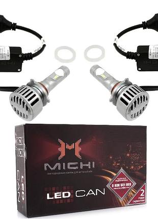 Светодиодные led лампы для авто hb3/hb4 12v-24v michi can 5500k 5300l с обманкой