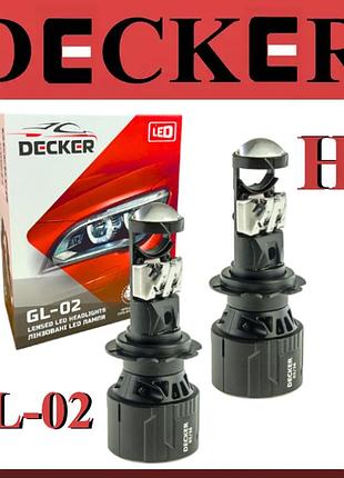 Міні лінзи в фару, led лампи decker gl-02 h7 5000k / 8000 lm 9/32v з обманкою