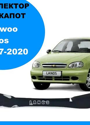 Дефлектор капота на daewoo lanos / chevrolet lanos 1997-2020 євро кріплення.