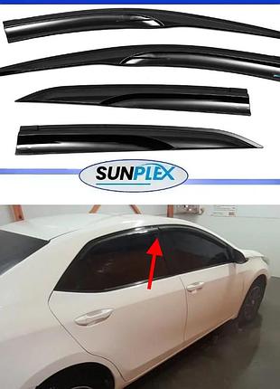 Дефлекторы окон, ветровики на toyota corolla xi (e160, e170) седан 2012-2018 (скотч) sunplex