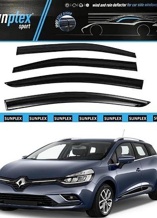 Ветровики / дефлекторы окон renault clio iv хетчбек 2012-2019 (скотч) sunplex
