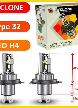 Светодиодные led лампы для авто h4 12v type 32 6000k 4800l пасивное охлаждения