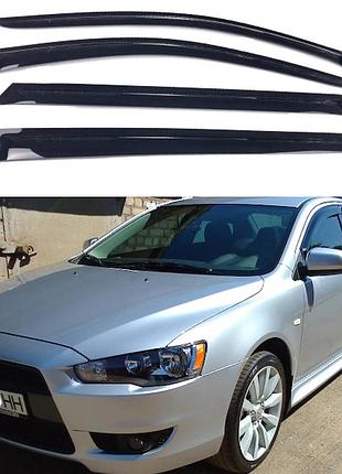 Дефлекторы окон, ветровики на mitsubishi lancer 10 седан 2007-2018 (скотч) av-tuning