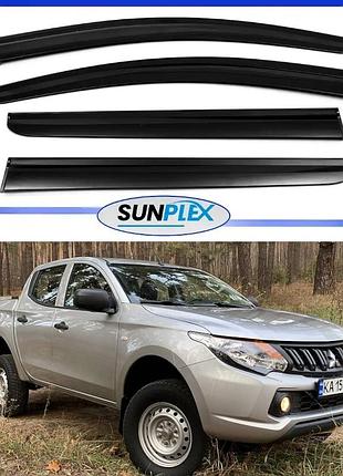 Дефлекторы окон, ветровики на mitsubishi l 200 2015-2019 storm (скотч) sunplex