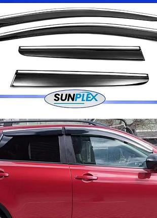 Дефлекторы окон, ветровики на nissan qashqai i 2006-2014 с хром молдингом (скотч) sunplex