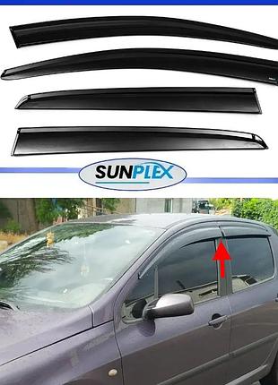 Дефлектори вікон, вітровики на peugeot 307/308 седан 2000-2014 (скотч) sunplex