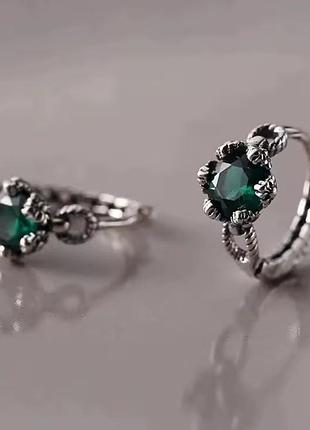 Серьги 💚с зеленым 💚 камнями измельчения