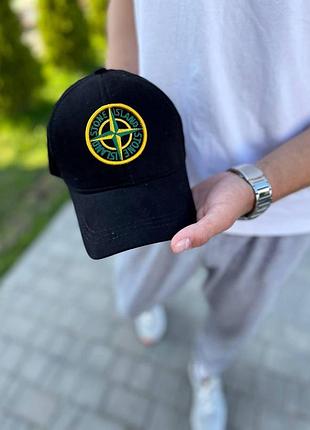 Кепка stone island черная с зеленым
