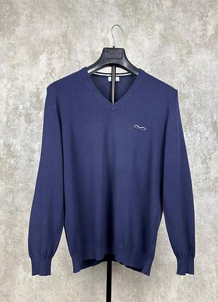 Шерстяной свитер animo remus ombra blue v-neck размер 50