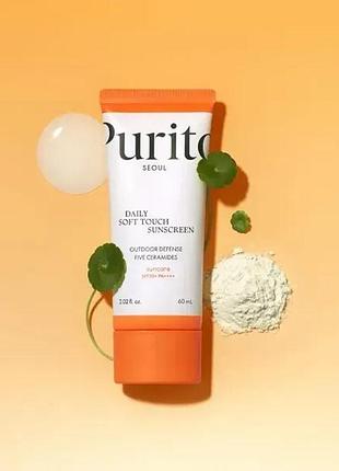 Легкий солнцезащитный крем с керамидами purito seoul day soft touch sunscreen spf 50+ pa++++, 60 мл