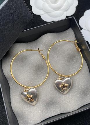 Сережки олександр макквін heart locket hoop earrings якість