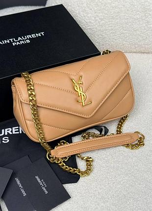 Сумка жіноча  loulou mini leather beige with gold