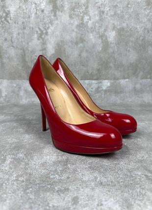 Брендовые туфли-лодочки christian louboutin бордовый лак размер 38.5