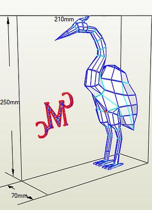 Paperkhan конструктор из картона цапля птица оригами papercraft 3d фигура развивающий набор антистресс