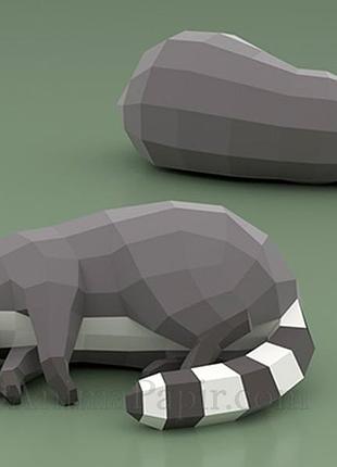 Paperkhan конструктор из картона енот лиса лисица лис оригами papercraft 3d фигура развивающий набор антистрес