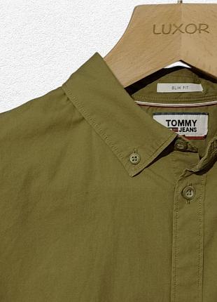 Рубашка мужская хлопковая tommy jeans tommy hilfiger оливковая хаки l 5