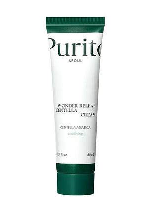 Успокаивающий крем для восстановления кожи лица с центеллой purito seoul wonder releaf centella cream, 50мл
