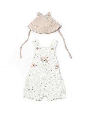 Костюм муслиновый комбинезон с панамой teddy 62-86 см 68