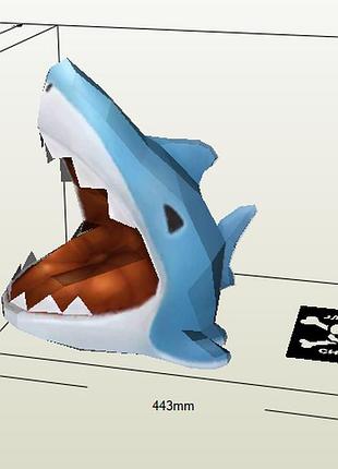 Paperkhan конструктор из картона акула рыба оригами papercraft 3d фигура развивающий набор антистресс
