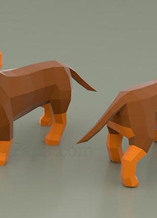 Paperkhan конструктор из картона собака такса пазл оригами papercraft 3d фигура развивающий набор антистресс
