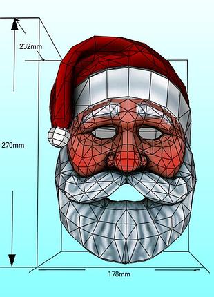 Маска деда мороза санта santa mask конструктор из картона papercraft паперкрафт игровой персонаж