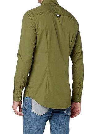 Рубашка мужская хлопковая tommy jeans tommy hilfiger оливковая хаки l 2