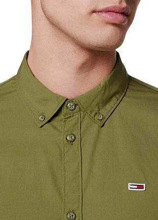 Рубашка мужская хлопковая tommy jeans tommy hilfiger оливковая хаки l 3