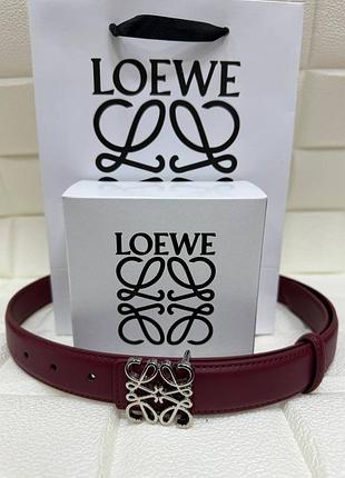 Ремень пояс женский кожа кожаный в стиле loewe бордовый / ремінь пояс жіночий шкіра шкіряний