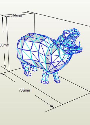 Paperkhan конструктор из картона бегемот гипопотам оригами papercraft 3d фигура развивающий набор антистресс