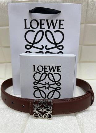 Ремень пояс женский кожа кожаный в стиле loewe коричневый / ремінь пояс жіночий шкіра шкіряний