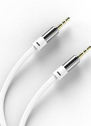 Аудио кабель 3,5mm-3,5mm aux 2pin (плоский, металлический коннектор) white